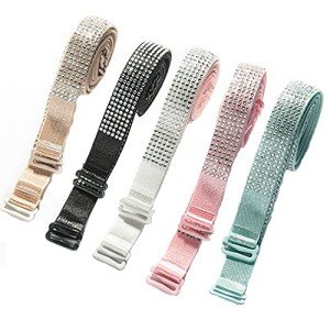 Adjustable Rhinestone Bra Straps for Women - 3 Pairs
