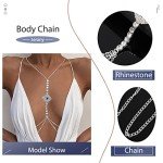 Silver Rhinestone Body Chain Necklace for Women