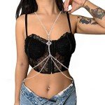 Silver Rhinestone Body Chain Necklace for Women