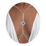 Silver Rhinestone Body Chain Necklace for Women