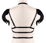 Black Adjustable Body Feathers Harness Bra