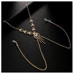 Gold Rhinestone Tassel Body Chain Jewelry for Women