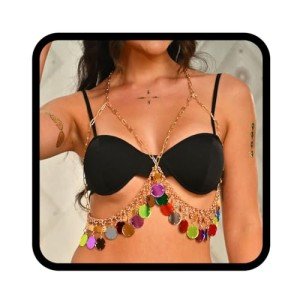 Rainbow Mirror Sequin Body Chain for Women