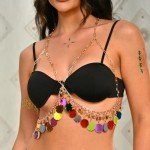 Rainbow Mirror Sequin Body Chain for Women