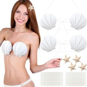 Mermaid Costume Set with Seashell Top & Accessories