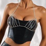 Shiny Rhinestone Chain Bra Body Jewelry for Women