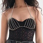 Shiny Rhinestone Chain Bra Body Jewelry for Women