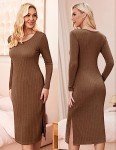 Ekouaer Maternity Dress for Photoshoot Long Sleeve Stretchy Long Pregnancy Dresses for Baby Shower Army Green S Brown M