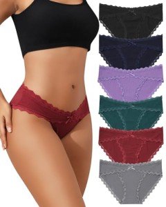 Levao 6 Pack Women's Cotton Lace Bikini Briefs