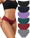 Levao 6 Pack Women's Cotton Lace Bikini Briefs