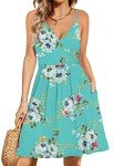 WEACZZY Summer Dresses Women 2024 Casual Sundress Spaghetti Wrap Dresses Beach Cover Up Loose Dress with Pockets,Floral Mint Green,Medium