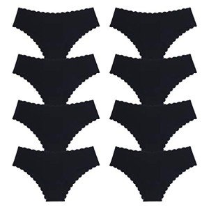 8 Pack Women's Seamless No-Show Bikini Panties