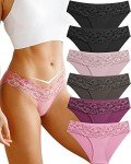 Seamless Women's Lace No Show Bikini Panties 6 Pack