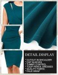 JASAMBAC Women's Ruched Bodycon Dress 2024 Summer Elegant Wedding Guest Cutout Ruched Wrap Midi Dresse Peacock Blue 12