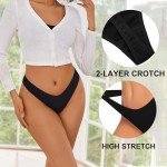 Ekouaer Women's Breathable Low Rise Thong 6 Pack