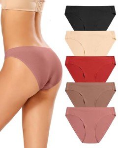 VOENXE Seamless No Show Bikini Underwear 5-Pack