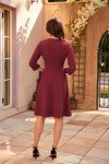 GRACE KARIN Cocktail Dress for Women 2024 Fall V Neck Wrap Hide Tummy 4/3 Sleeve Party Dress with Sleeve Wine L