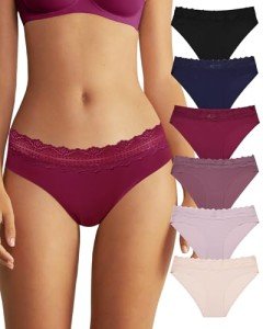Aijolen Women's Lace No Show Bikini Panties S-XL