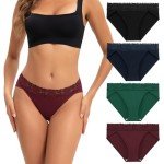 INNERSY Women's Lace High Cut Bikini Underwear 4-Pack