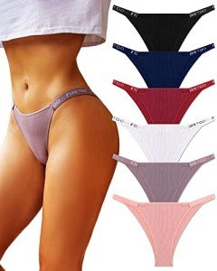 FINETOO Women's Cotton High Cut Bikini Panties 6 Pack