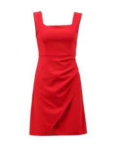 Xintianji Womens Casual Square Neck Sleeveless Tank Dresses Ruched Wrap Short Dress Bodycon Summer Sundresses Red