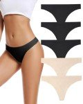VOENXE Women's Seamless Thong Underwear 5 Pack