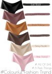 ALL OF SHE Women's High Waisted Seamless Thongs 6-Pack