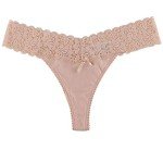 10 Pack Cotton Thongs with Lace Trim for Women