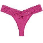 10 Pack Cotton Thongs with Lace Trim for Women