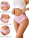 ALL OF SHE Women's High Waisted Seamless Thongs 6-Pack