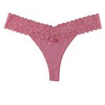 10 Pack Cotton Thongs with Lace Trim for Women