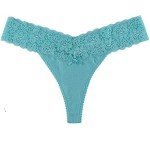 10 Pack Cotton Thongs with Lace Trim for Women
