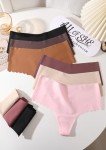 ALL OF SHE Women's High Waisted Seamless Thongs 6-Pack