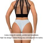 APRSEA Women’s High Waisted Ribbed Thong Panties 6 Pack