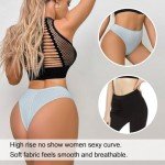 APRSEA Women’s High Waisted Ribbed Thong Panties 6 Pack