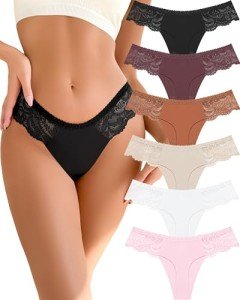 Seamless Lace Thong Pack for Women - 6 Pieces