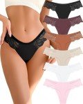 Seamless Lace Thong Pack for Women - 6 Pieces