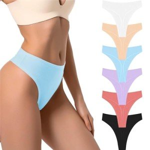 6-Pack Women's High Rise Breathable Thong Panties