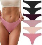 FINETOO 6 Pack Floral Print Seamless Thongs