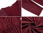 IN'VOLAND Women's Plus Size Surplice Neck Glitter Dress Long Sleeve Wrap Short Cocktail Party Dress Wine Red