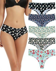 VOENXE High Waisted Seamless Women's Thong 5-Pack