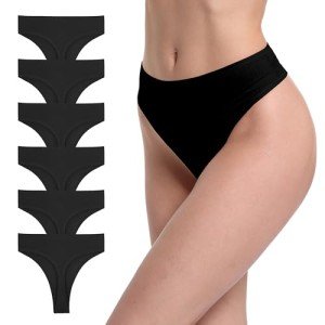 GAREDOB Plus Size High Waist Ribbed Thong 6-Pack