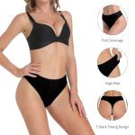 GAREDOB Plus Size High Waist Ribbed Thong 6-Pack
