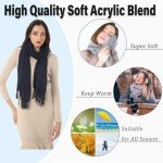 Women's Scarf Pashmina Shawls and Wraps for Evening Dress Wedding Bridesmaid Bridal Winter Warm Large Soft Silky Scarves Navy Blue