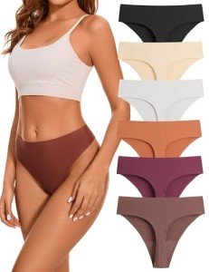 High Waisted Seamless Thongs for Women – 6 Pack