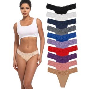 10-Pack Women's Lace Thongs - Soft & Comfy