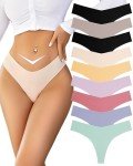 FINETOO 9 Pack Women's No Show Thong Panties