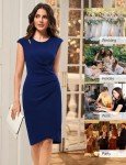 JASAMBAC Women's Ruched Bodycon Dress 2024 Summer Elegant Wedding Guest Cutout Ruched Wrap Midi Dresse Peacock Blue 12