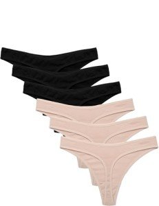 Ekouaer Women's Seamless No Show Thong 6 Pack