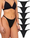 6 Pack Women's Soft Seamless No-Show Thongs